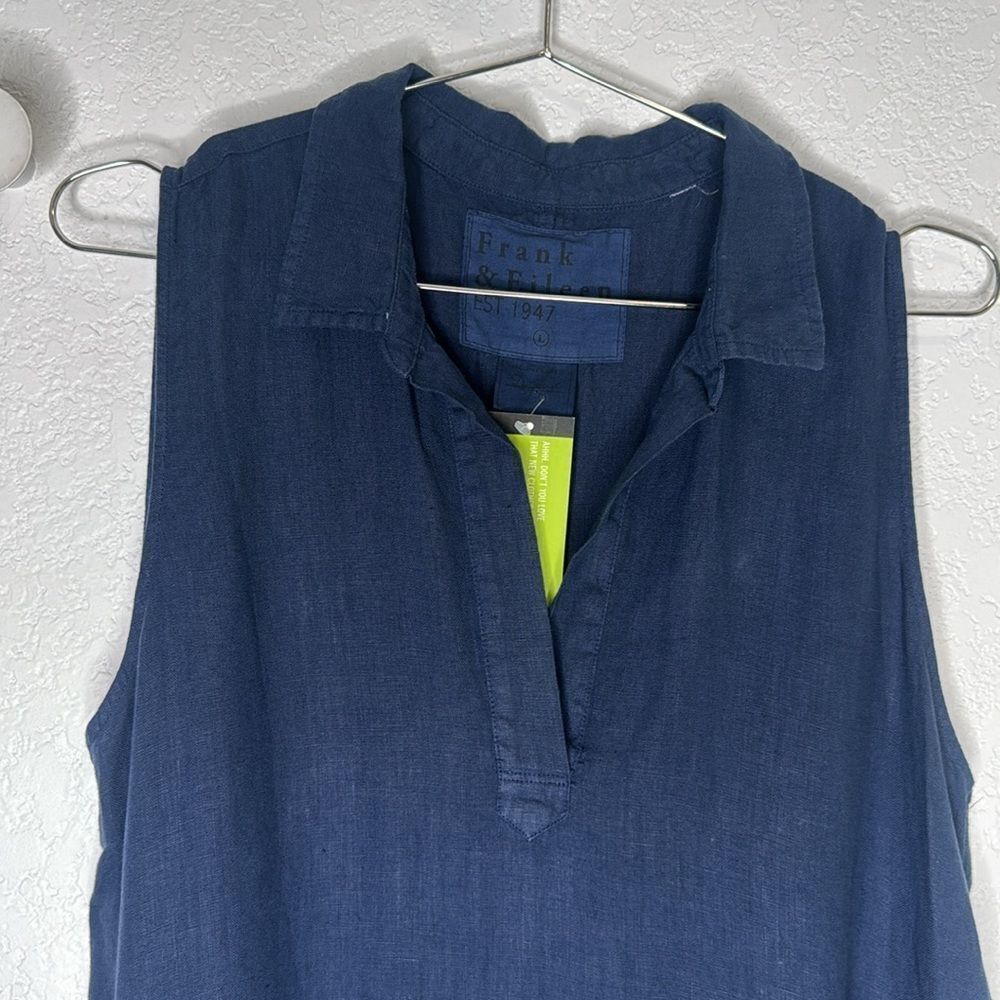 NWT Frank & Eileen Daphne Washed Linen Navy Maxi Dress Large - Picture 4 of 15